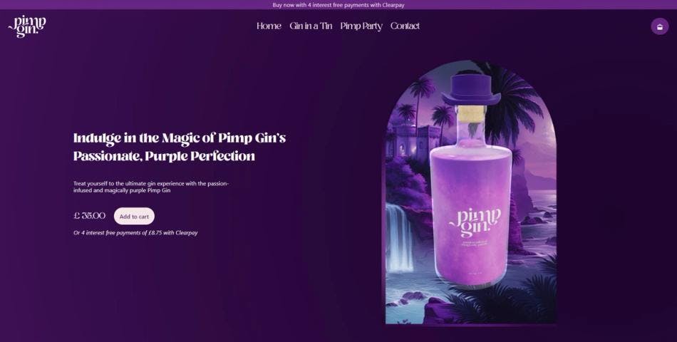Project image of Pimp Gin eCommerce Website
